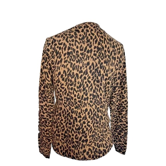 Neiman Marcus Women's Cashmere Collection Tight Knit Leopard Print Mock-Neck Sm - Picture 9 of 11